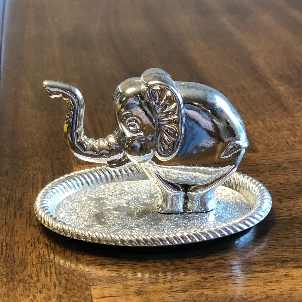 RARE! Vintage Silver Elephant Trinket Jewelry Tray